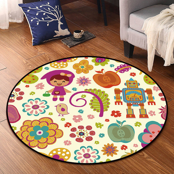 Lisslune | Cartoon Kids Room Rug Multicolored Polypropylene Rug Pet Friendly Non-Slip Washable Rug
