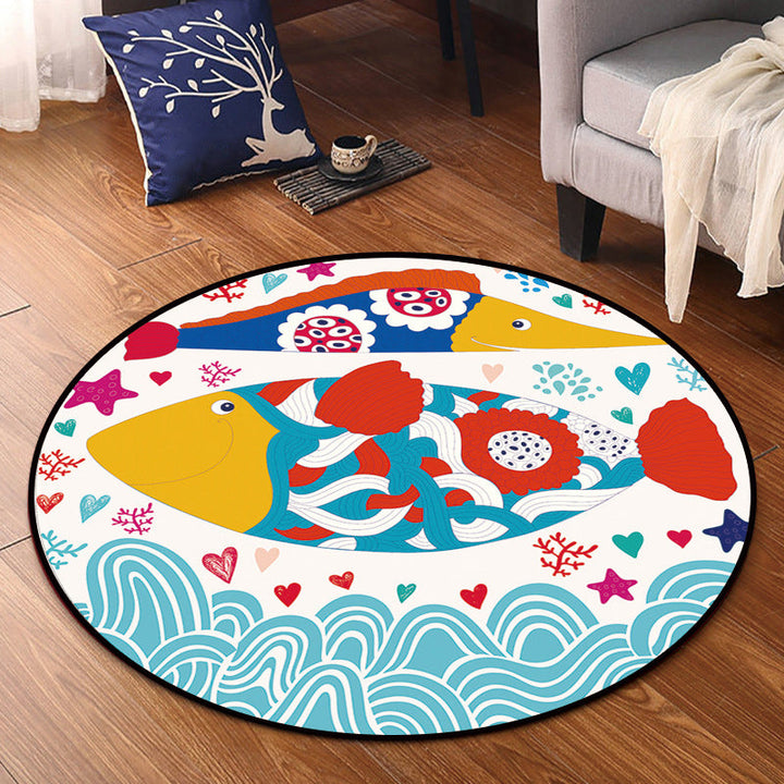 Lisslune | Cartoon Kids Room Rug Multicolored Polypropylene Rug Pet Friendly Non-Slip Washable Rug