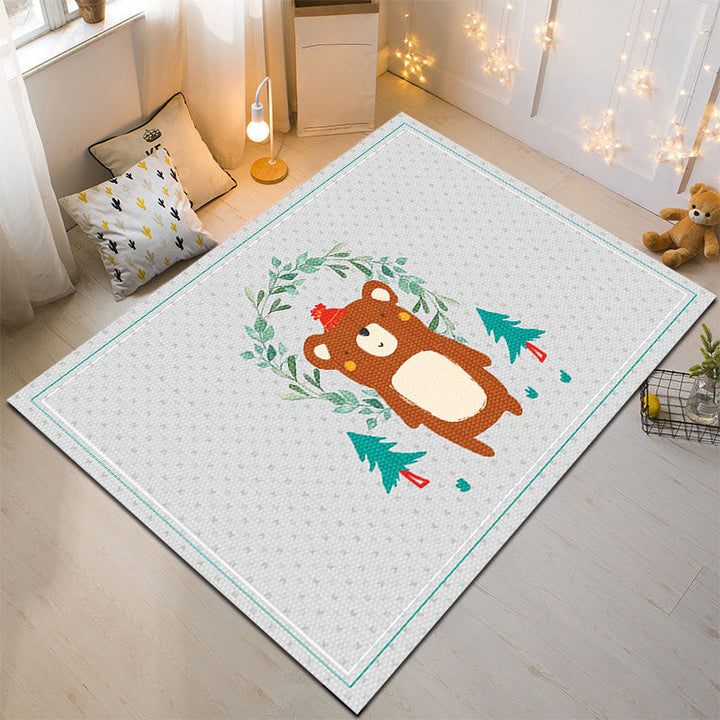 Lisslune | Nordic Style Animal Rug Multicolor Synthetic Carpet Washable Stain Resistant Non-Slip Rug for Children's Room