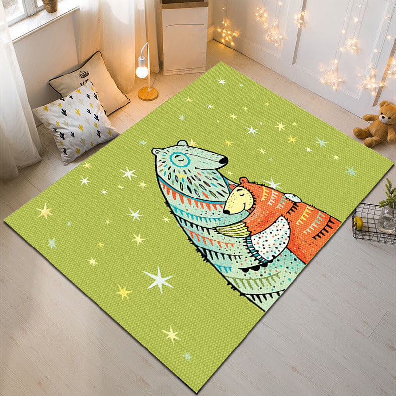 Lisslune | Nordic Style Animal Rug Multicolor Synthetic Carpet Washable Stain Resistant Non-Slip Rug for Children's Room