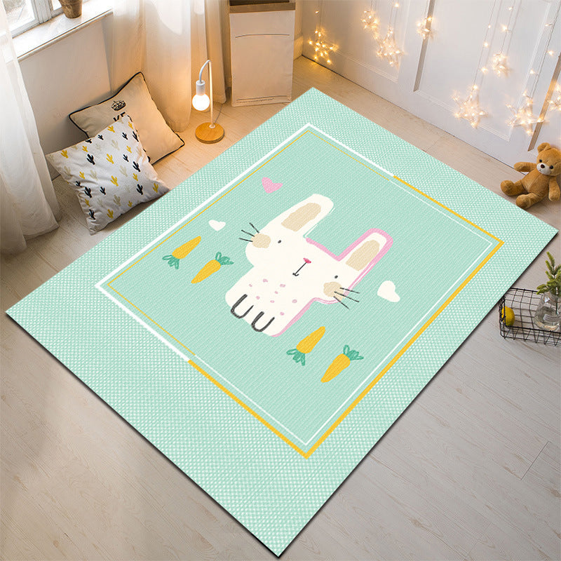 Lisslune | Nordic Style Animal Rug Multicolor Synthetic Carpet Washable Stain Resistant Non-Slip Rug for Children's Room