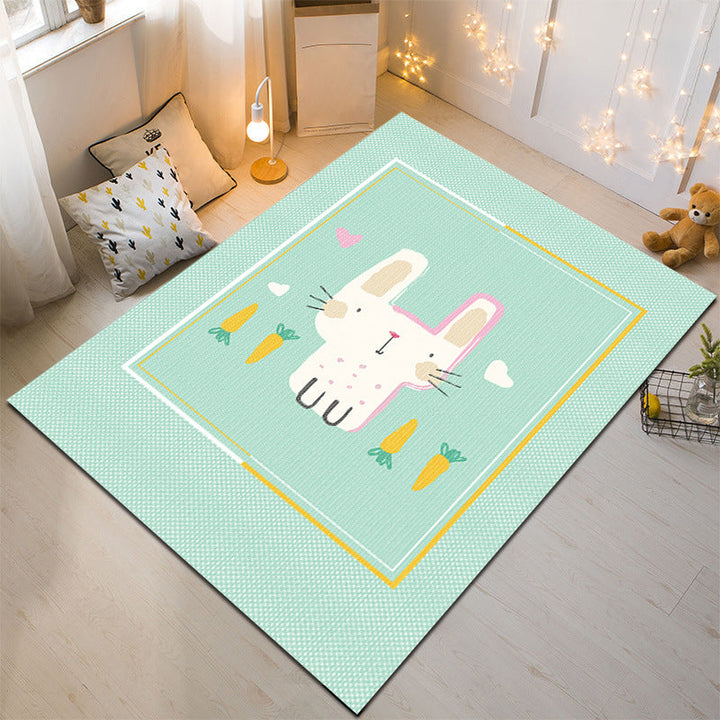 Lisslune | Nordic Style Animal Rug Multicolor Synthetic Carpet Washable Stain Resistant Non-Slip Rug for Children's Room
