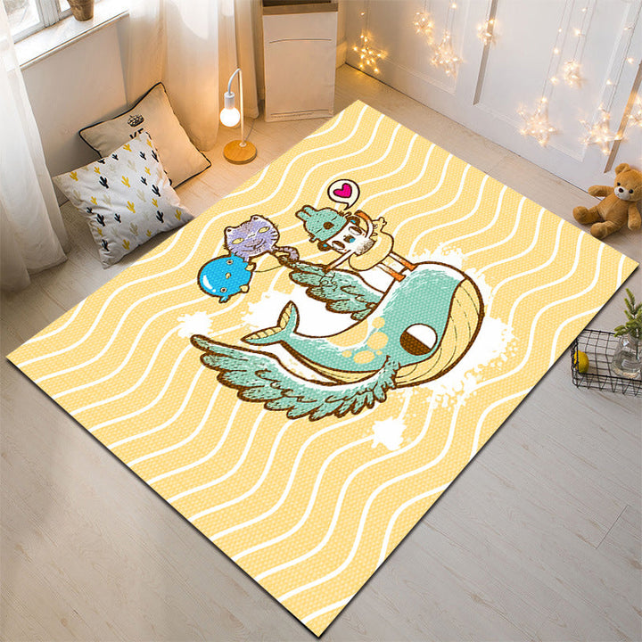 Lisslune | Nordic Style Animal Rug Multicolor Synthetic Carpet Washable Stain Resistant Non-Slip Rug for Children's Room