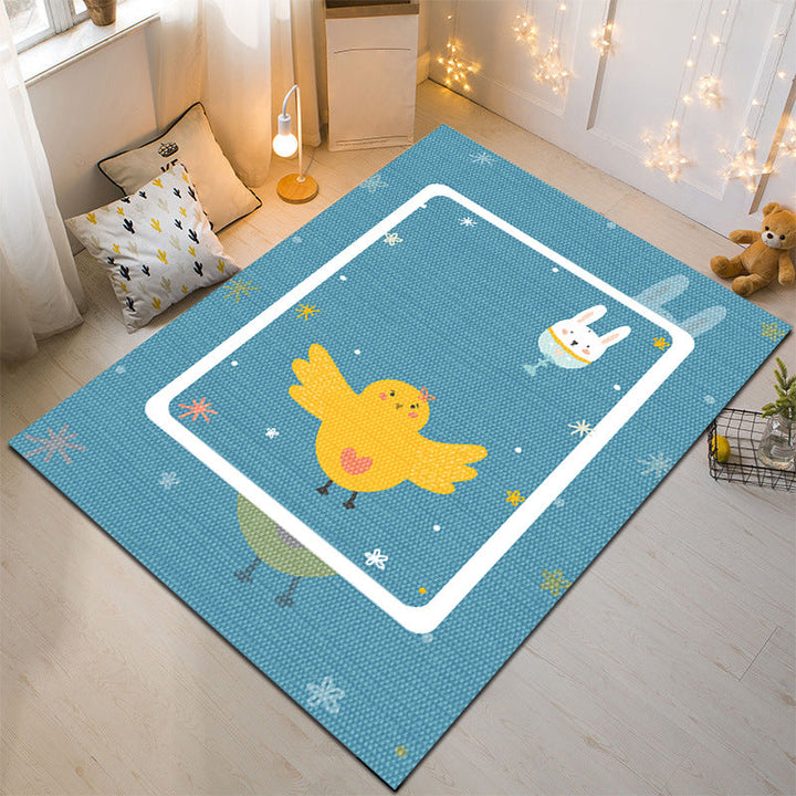 Lisslune | Nordic Style Animal Rug Multicolor Synthetic Carpet Washable Stain Resistant Non-Slip Rug for Children's Room