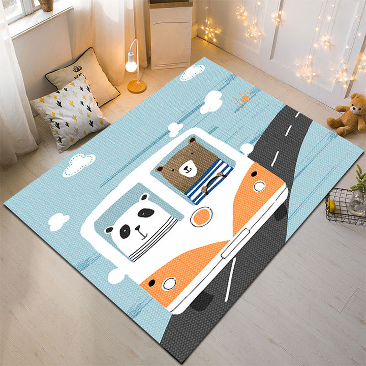 Lisslune | Nordic Style Animal Rug Multicolor Synthetic Carpet Washable Stain Resistant Non-Slip Rug for Children's Room