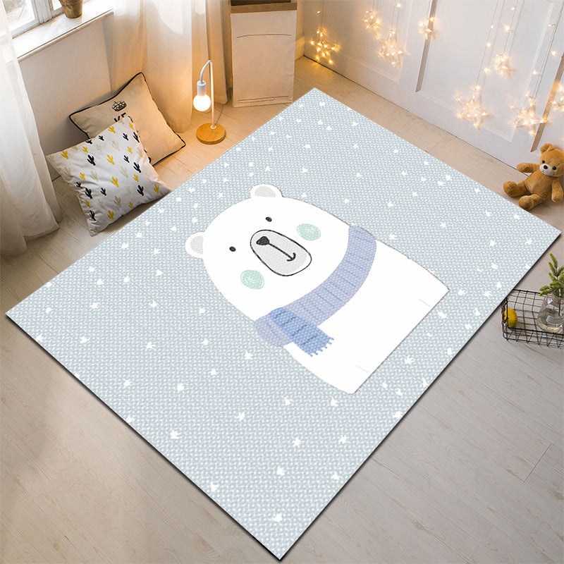 Lisslune | Nordic Style Animal Rug Multicolor Synthetic Carpet Washable Stain Resistant Non-Slip Rug for Children's Room