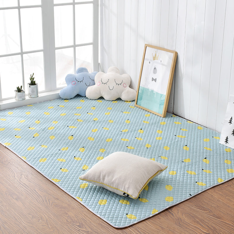 Lisslune | Soft Animal Print Quilted Rug Multi Color Cartoon Rug Cotton Easy Care Rug for Children's Room