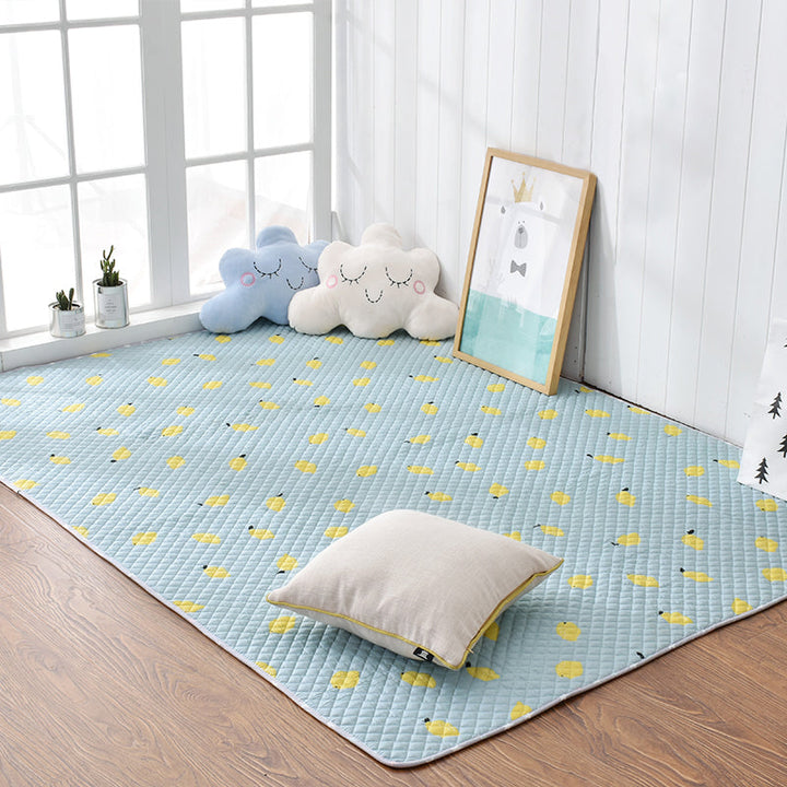 Lisslune | Soft Animal Print Quilted Rug Multi Color Cartoon Rug Cotton Easy Care Rug for Children's Room