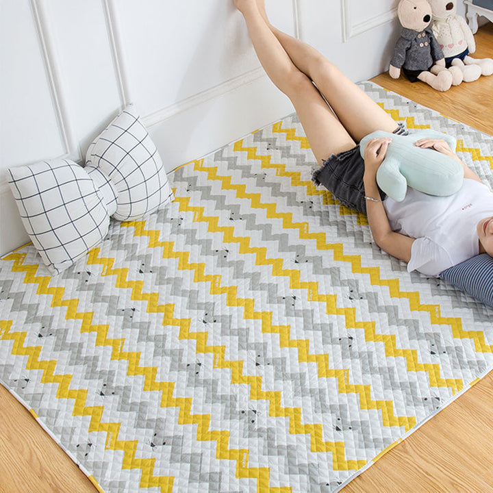 Lisslune | Soft Animal Print Quilted Rug Multi Color Cartoon Rug Cotton Easy Care Rug for Children's Room