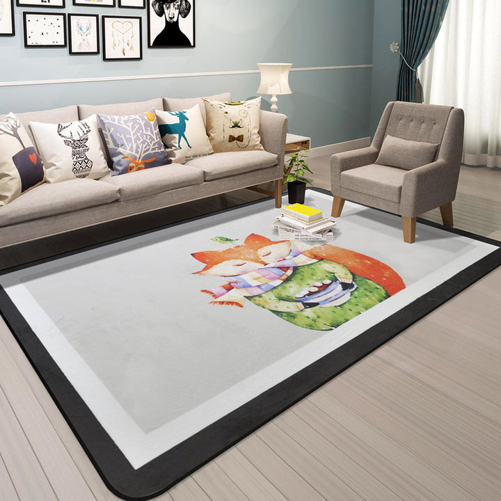 Lisslune | Cartoon Animal Gentleman Rug Multicolor Polypropylene Rug Washable Pet Friendly Non-Slip Underlay Rug for Living Room