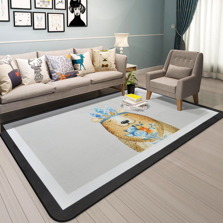 Lisslune | Cartoon Animal Gentleman Rug Multicolor Polypropylene Rug Washable Pet Friendly Non-Slip Underlay Rug for Living Room