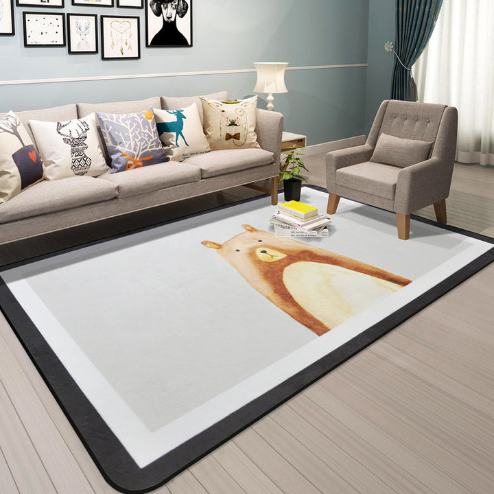 Lisslune | Cartoon Animal Gentleman Rug Multicolor Polypropylene Rug Washable Pet Friendly Non-Slip Underlay Rug for Living Room