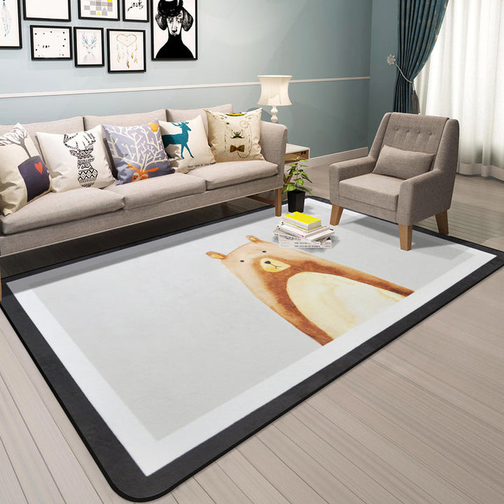 Lisslune | Cartoon Animal Gentleman Rug Multicolor Polypropylene Rug Washable Pet Friendly Non-Slip Underlay Rug for Living Room
