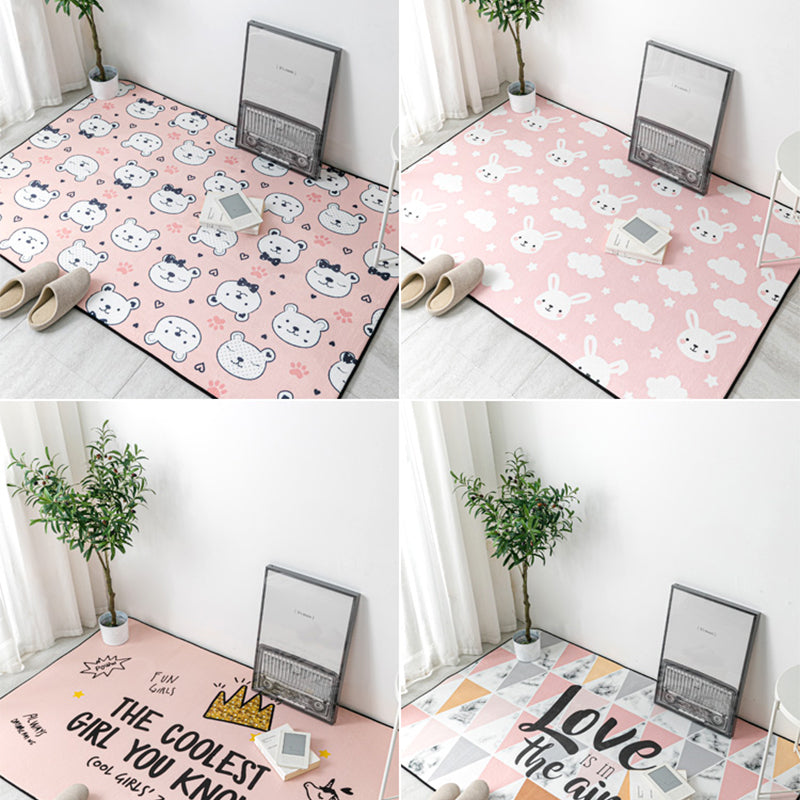 Lisslune | Multicolor Geometric Carpet Polyester Cartoon Rug Pet Friendly Non-Slip Stain Resistant Rug for Children's Room