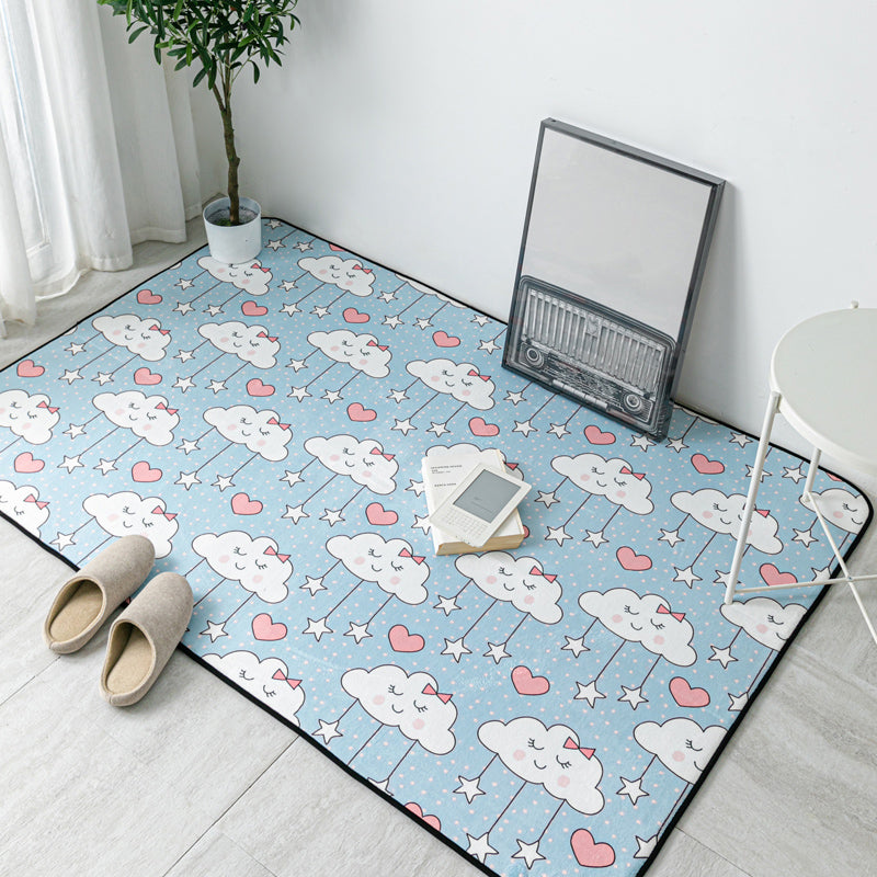 Lisslune | Multicolor Geometric Carpet Polyester Cartoon Rug Pet Friendly Non-Slip Stain Resistant Rug for Children's Room