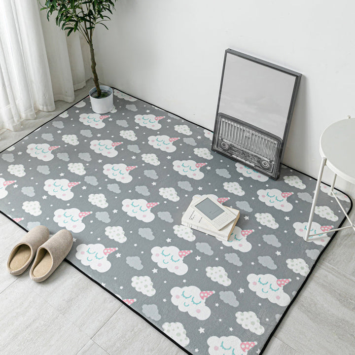 Lisslune | Multicolor Geometric Carpet Polyester Cartoon Rug Pet Friendly Non-Slip Stain Resistant Rug for Children's Room