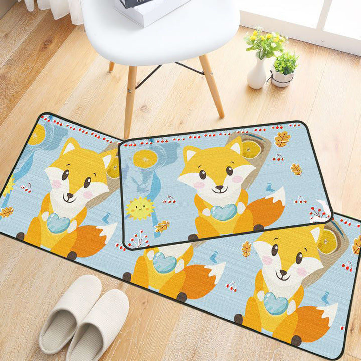 Lisslune | Childlike Animal Pattern Carpet Multicolored Cartoon Carpet Synthetic Non-Slip Machine Washable Stain Resistant Carpet for the Children's Room