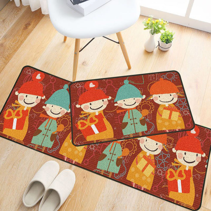 Lisslune | Childlike Animal Pattern Carpet Multicolored Cartoon Carpet Synthetic Non-Slip Machine Washable Stain Resistant Carpet for the Children's Room