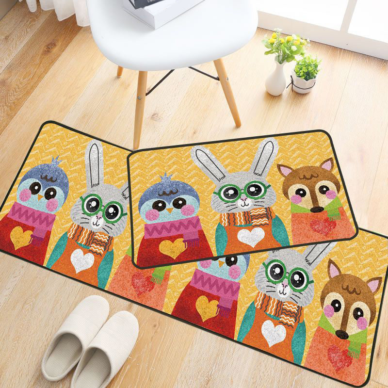 Lisslune | Childlike Animal Pattern Carpet Multicolored Cartoon Carpet Synthetic Non-Slip Machine Washable Stain Resistant Carpet for the Children's Room