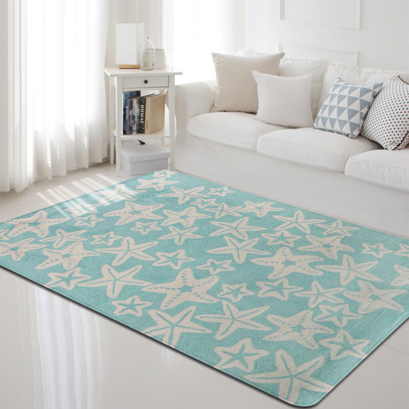 Lisslune | Multi-Color Marine Life Rug Polyester Nordic Rug Washable Pet-Friendly Non-Slip Rug for the Living Room