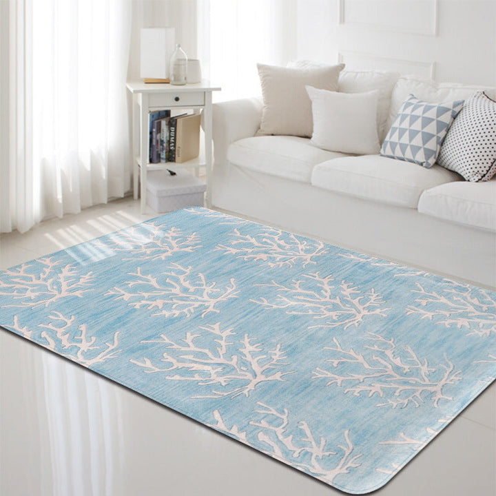 Lisslune | Multi-Color Marine Life Rug Polyester Nordic Rug Washable Pet-Friendly Non-Slip Rug for the Living Room
