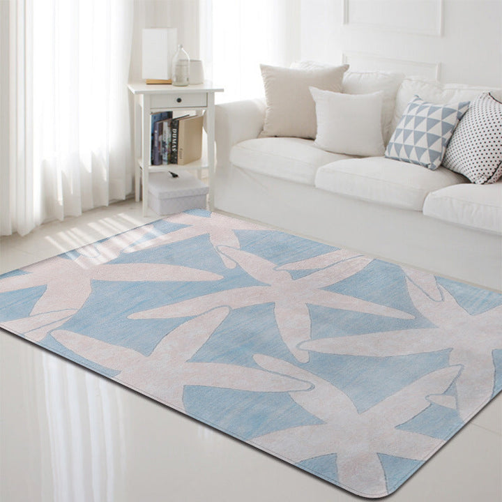 Lisslune | Multi-Color Marine Life Rug Polyester Nordic Rug Washable Pet-Friendly Non-Slip Rug for the Living Room