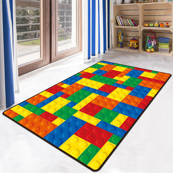 Lisslune | Educational Multicolor Zoo Print Rug Synthetic Cartoon Rug Non-Slip Play Mat for Children