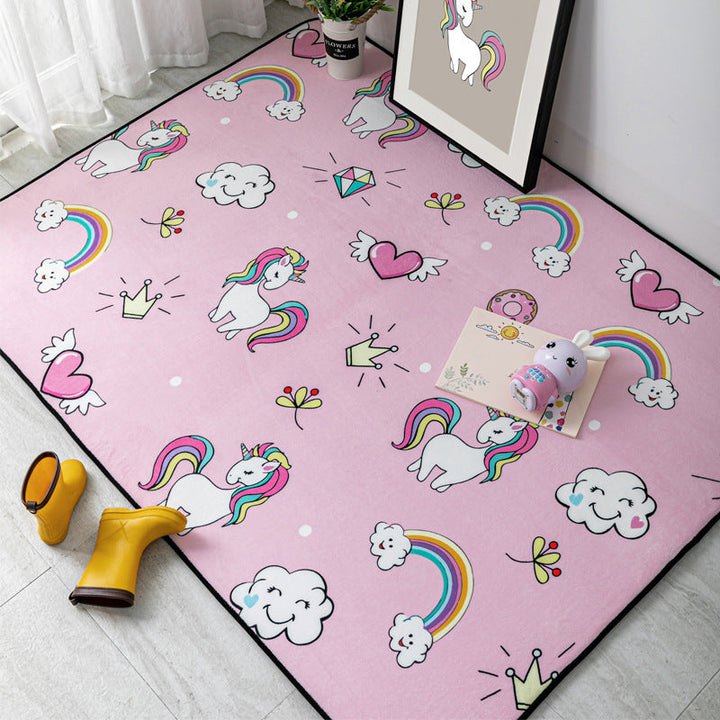 Lisslune | Multi-Color Kids Room Rug Cartoon Animal Indoor Rug Synthetic Washable Non-Slip Pet-Friendly Rug