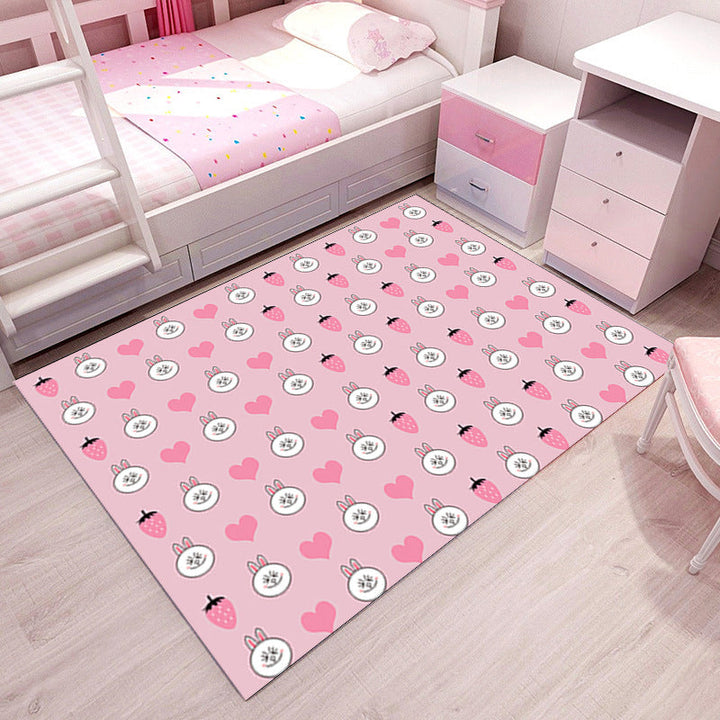 Lisslune | Girlish Pattern Carpet Multicolor Children Carpet Polyester Non-slip Back Stain-resistant Washable Rug for Bedroom