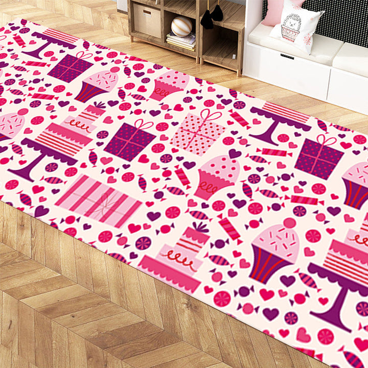 Lisslune | Girlish Pattern Carpet Multicolor Children Carpet Polyester Non-slip Back Stain-resistant Washable Rug for Bedroom
