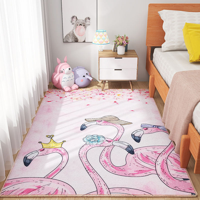 Lisslune | Scandinavian Girls Bedroom Carpet Multi-Color Botanical Rug Synthetic Machine Washable Stain-Resistant Non-Slip Back Rug