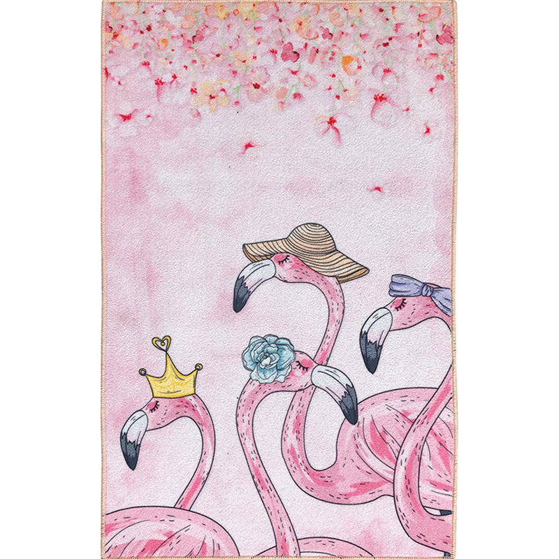 Lisslune | Scandinavian Girls Bedroom Carpet Multi-Color Botanical Rug Synthetic Machine Washable Stain-Resistant Non-Slip Back Rug