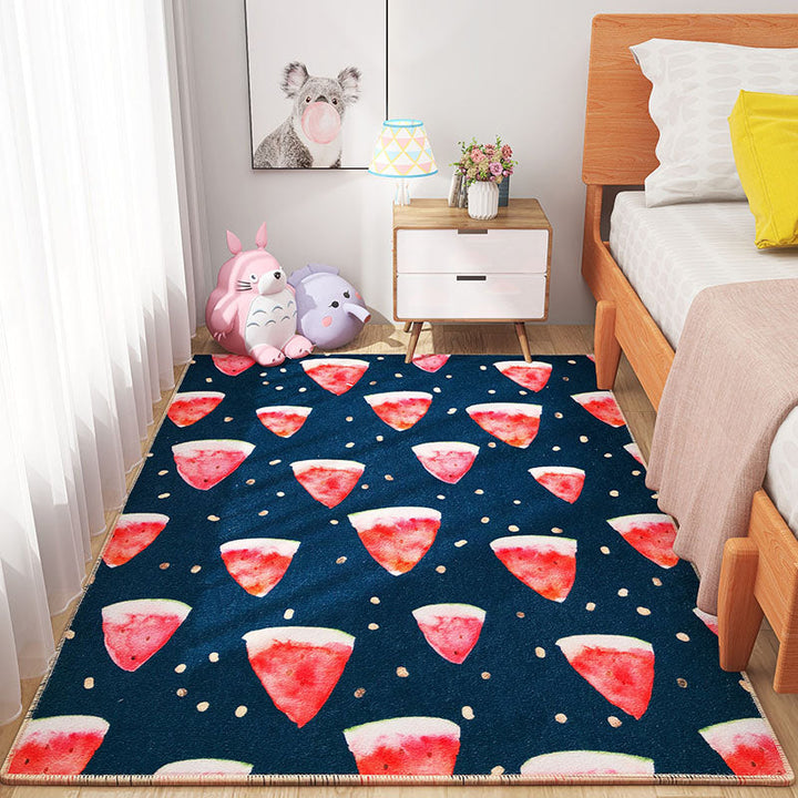 Lisslune | Scandinavian Girls Bedroom Carpet Multi-Color Botanical Rug Synthetic Machine Washable Stain-Resistant Non-Slip Back Rug