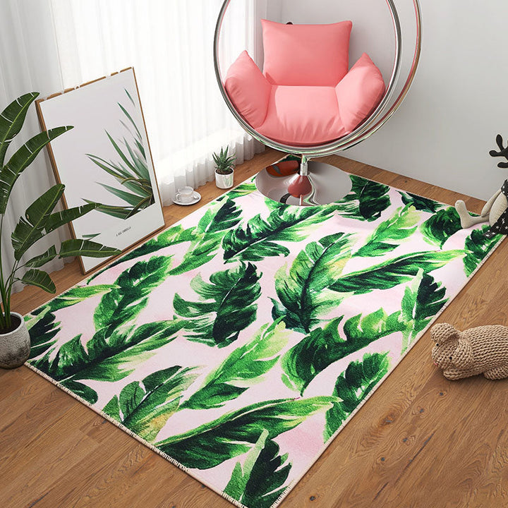 Lisslune | Scandinavian Girls Bedroom Carpet Multi-Color Botanical Rug Synthetic Machine Washable Stain-Resistant Non-Slip Back Rug