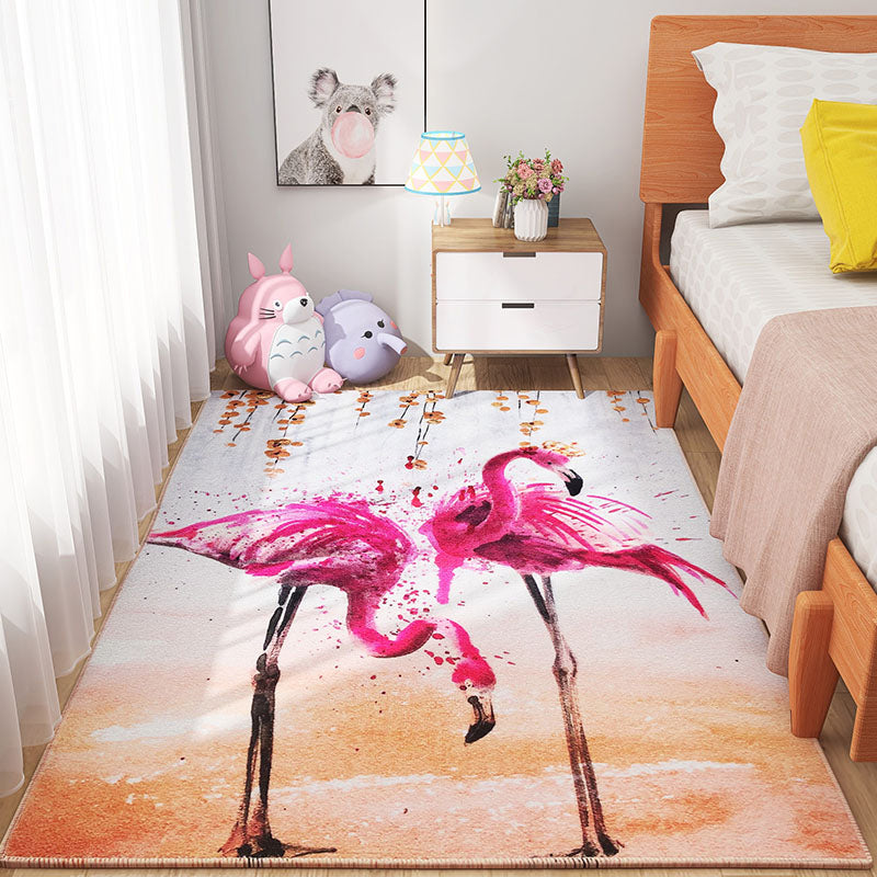 Lisslune | Scandinavian Girls Bedroom Carpet Multi-Color Botanical Rug Synthetic Machine Washable Stain-Resistant Non-Slip Back Rug