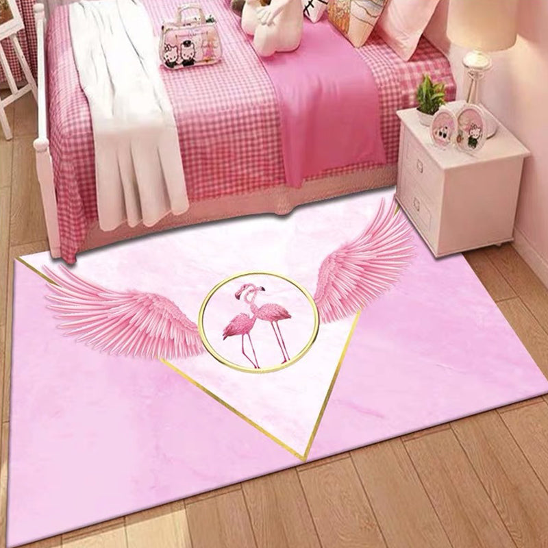 Lisslune | Romantic Multi-Colored Animal Print Rug Polypropylene Cartoon Area Rug Washable Stain Resistant Non-Slip Mat for Children's Room