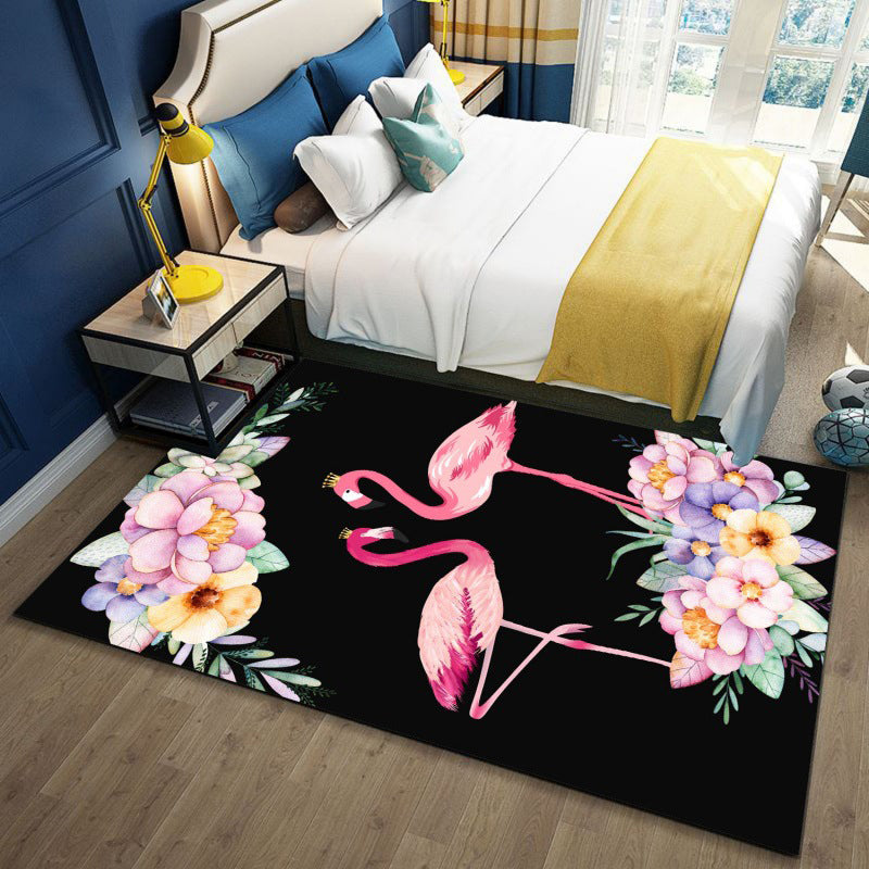 Lisslune | Romantic Multi-Colored Animal Print Rug Polypropylene Cartoon Area Rug Washable Stain Resistant Non-Slip Mat for Children's Room