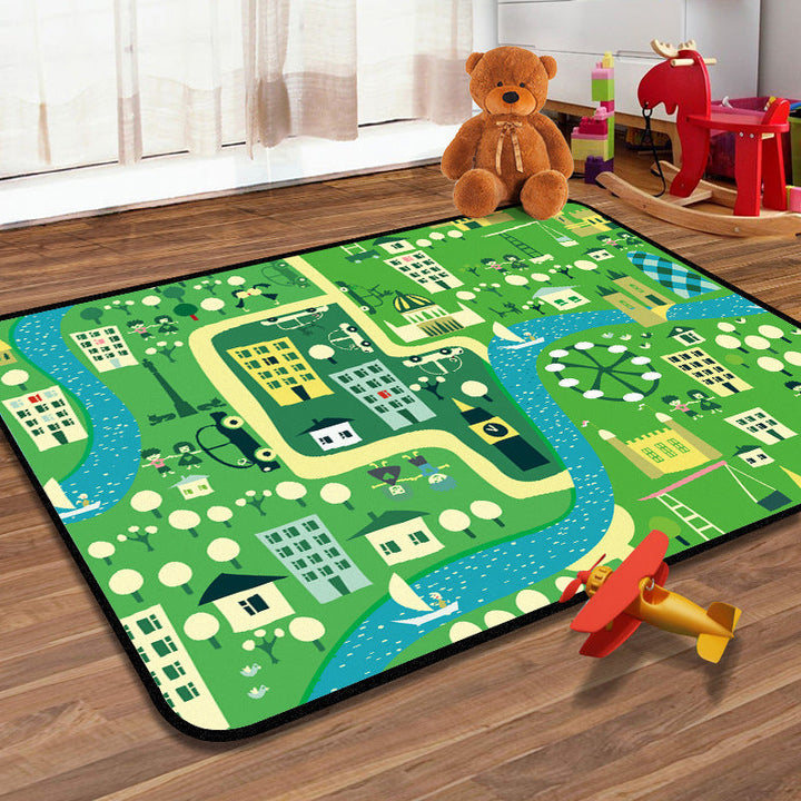 Lisslune | Students Kids Carpet Multicolor Navigation Map Carpet Pet Friendly Washable Non-slip Underlay Rug for Children's Room
