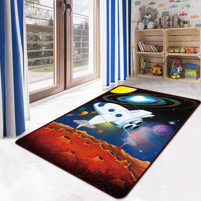 Lisslune | Multicolor Kids' Playroom Carpet Cartoon Digital Print Carpet Polyester Non-Slip Pet Friendly Stain Resistant Carpet