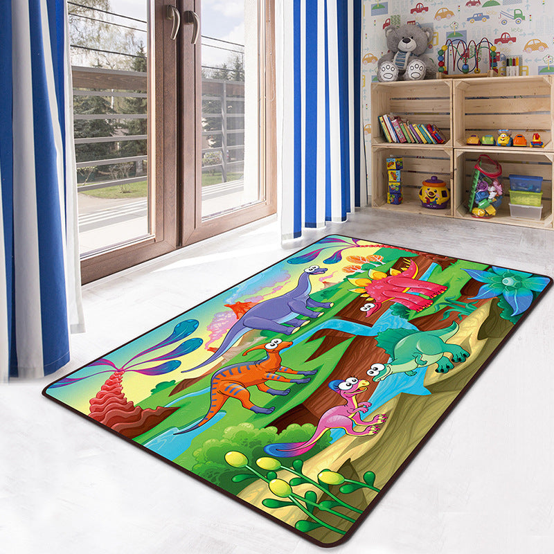 Lisslune | Multicolor Kids' Playroom Carpet Cartoon Digital Print Carpet Polyester Non-Slip Pet Friendly Stain Resistant Carpet
