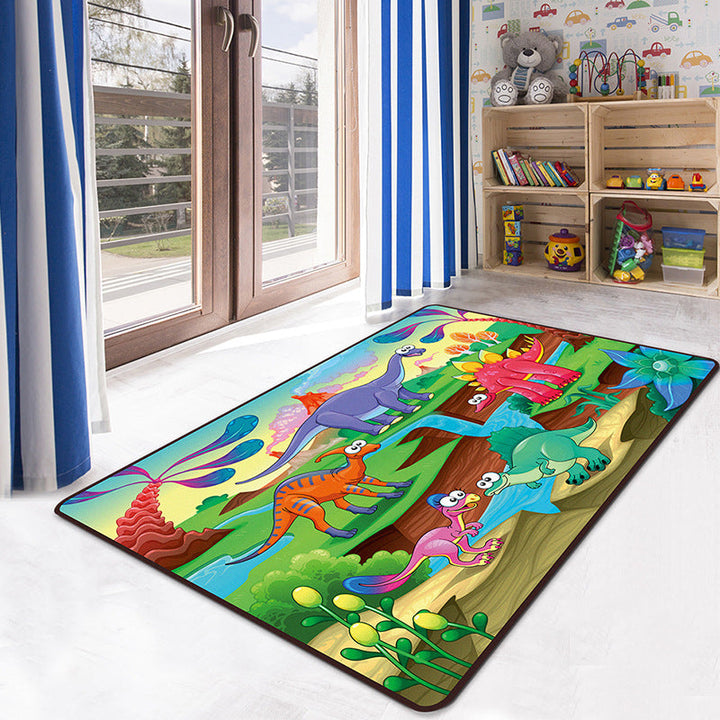 Lisslune | Multicolor Kids' Playroom Carpet Cartoon Digital Print Carpet Polyester Non-Slip Pet Friendly Stain Resistant Carpet