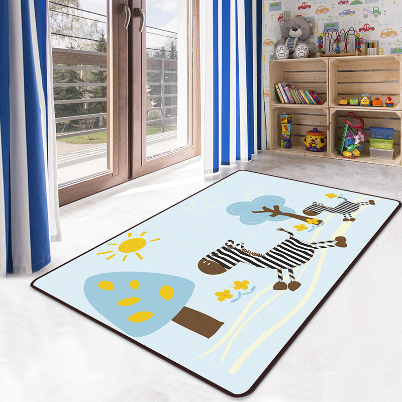 Lisslune | Multicolor Kids' Playroom Carpet Cartoon Digital Print Carpet Polyester Non-Slip Pet Friendly Stain Resistant Carpet
