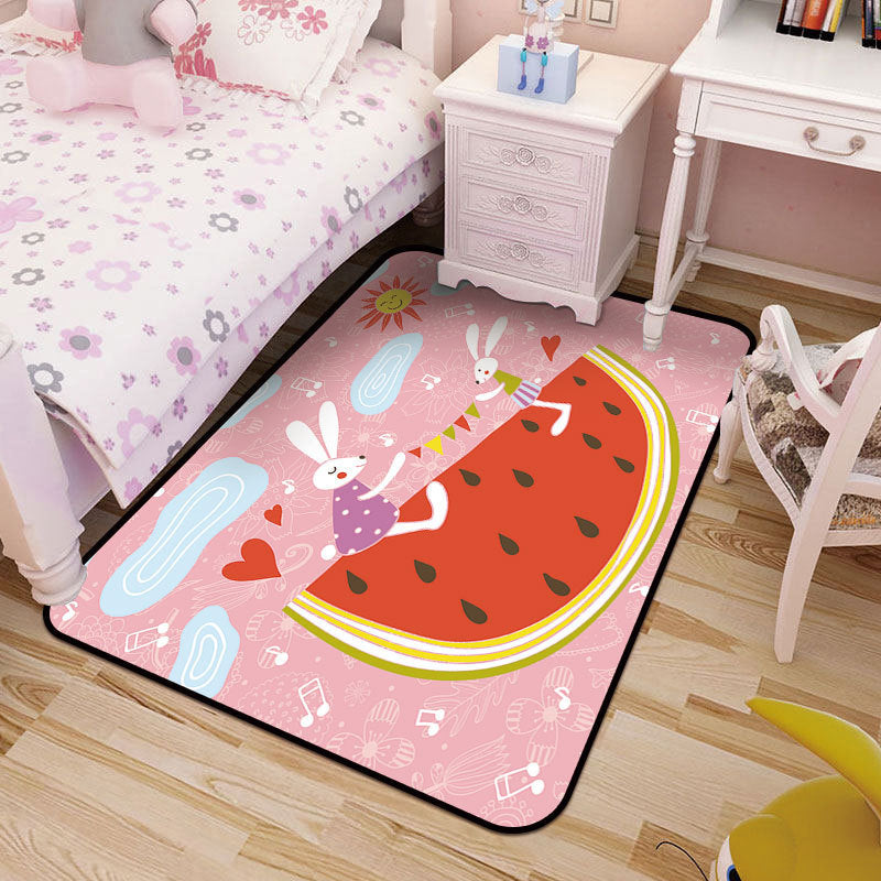 Lisslune | Kids Art Drawing Print Rug Multi-Color Synthetic Rug Non-Slip Pet-Friendly Machine Washable Carpet for Kids Room
