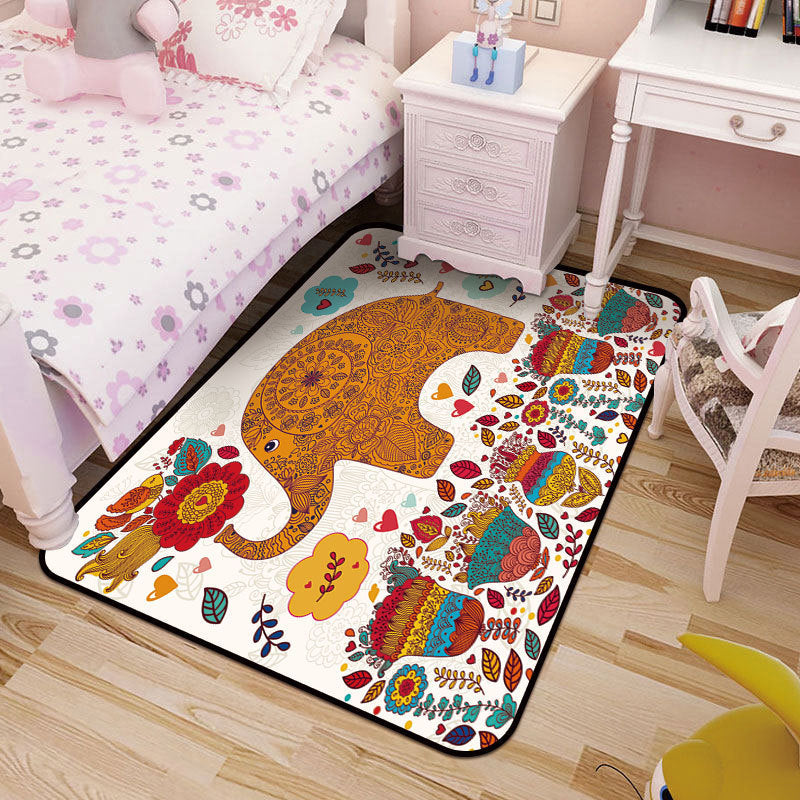 Lisslune | Kids Art Drawing Print Rug Multi-Color Synthetic Rug Non-Slip Pet-Friendly Machine Washable Carpet for Kids Room