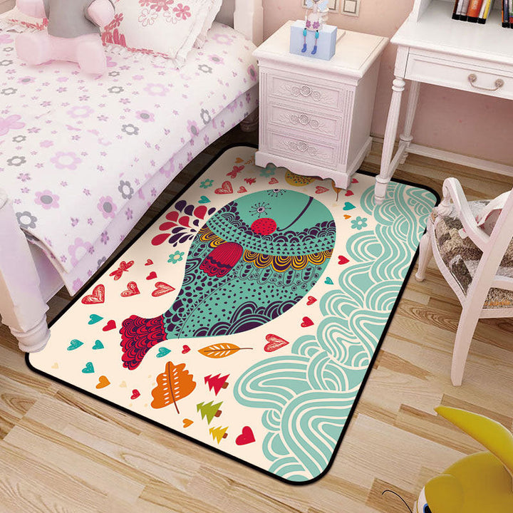 Lisslune | Kids Art Drawing Print Rug Multi-Color Synthetic Rug Non-Slip Pet-Friendly Machine Washable Carpet for Kids Room