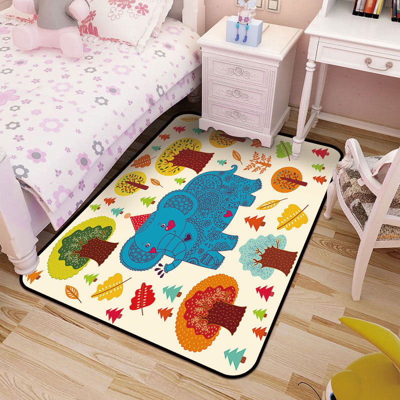 Lisslune | Kids Art Drawing Print Rug Multi-Color Synthetic Rug Non-Slip Pet-Friendly Machine Washable Carpet for Kids Room