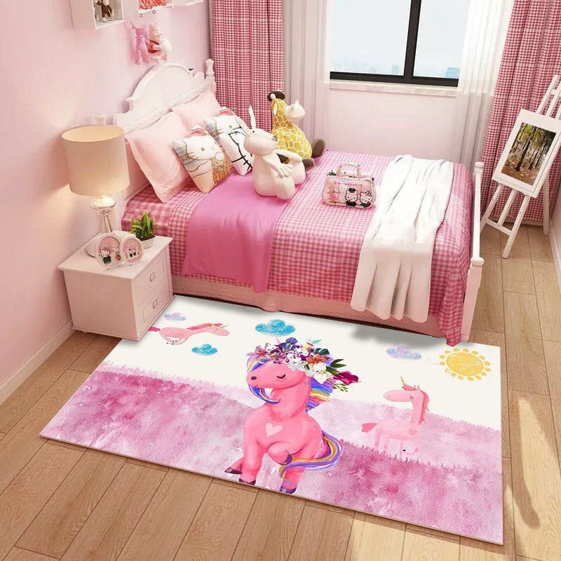 Lisslune | Shaded Multicolor Kids Carpet Polypropylene Cartoon Carpet Pet Friendly Non-Slip Stain Resistant Carpet for Kids' Room