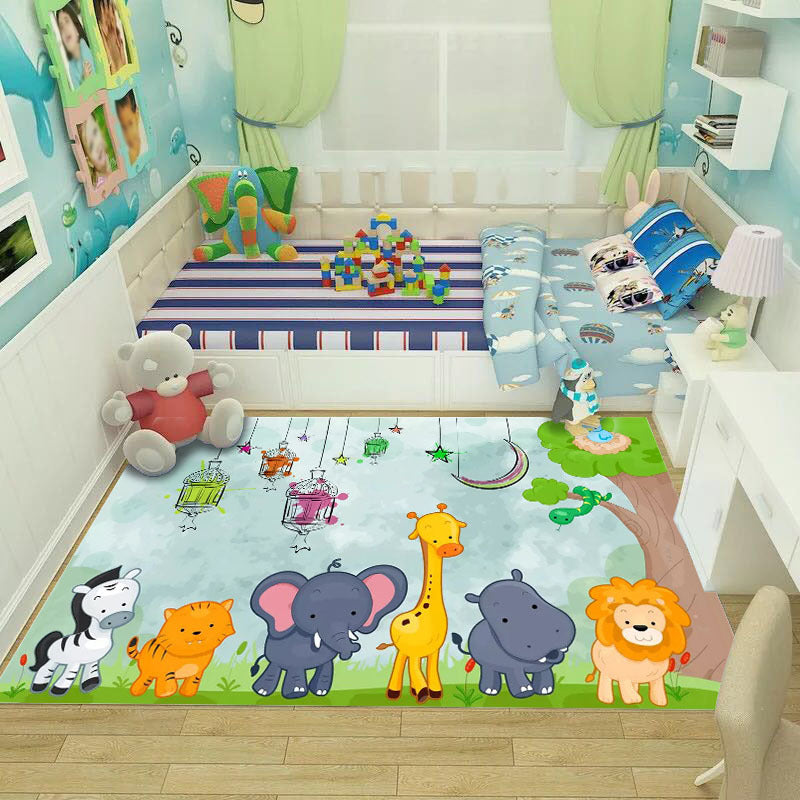 Lisslune | Shaded Multicolor Kids Carpet Polypropylene Cartoon Carpet Pet Friendly Non-Slip Stain Resistant Carpet for Kids' Room