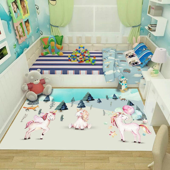 Lisslune | Shaded Multicolor Kids Carpet Polypropylene Cartoon Carpet Pet Friendly Non-Slip Stain Resistant Carpet for Kids' Room