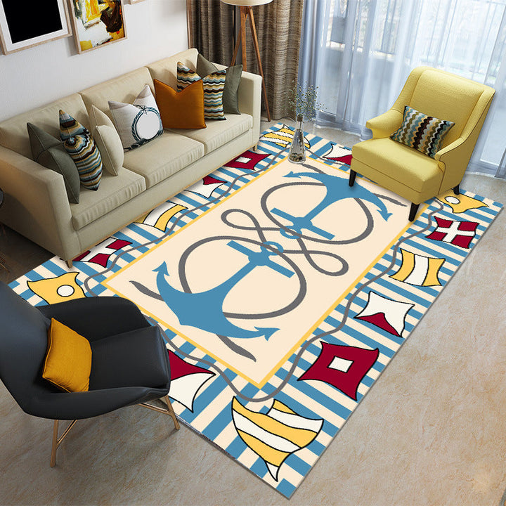 Lisslune | Cartoon Boys Bedroom Rug Multicolored Spaceship Pattern Rug Polyester Stain Resistant Non-Slip Back Pet Friendly Rug